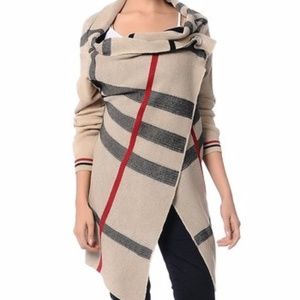 Beige Plaid Cardigan